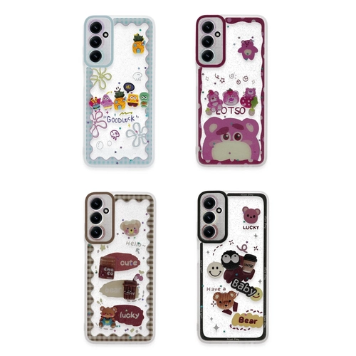 Newface Samsung Galaxy A15 4G Kılıf Sweet Desenli Silikon Kapak - Şeffaf