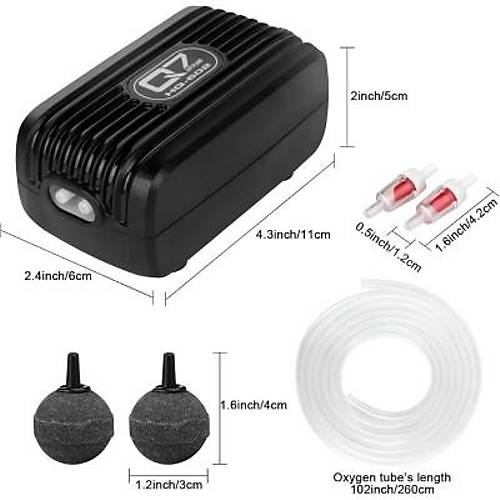 HQ-602 3W 2x2.5L/min Akvaryum Hava Pompas