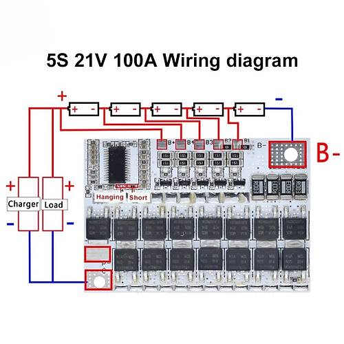 5S 100A BMS 21V 18650 Lityum Pil arj Koruma Devresi Balansl