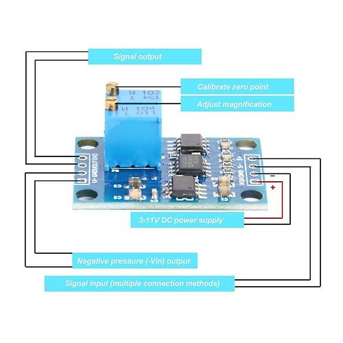 AD620 Yksek Hassasiyetli Mikrovolt Sinyal Kuvvetlendirici Modl DC 12V
