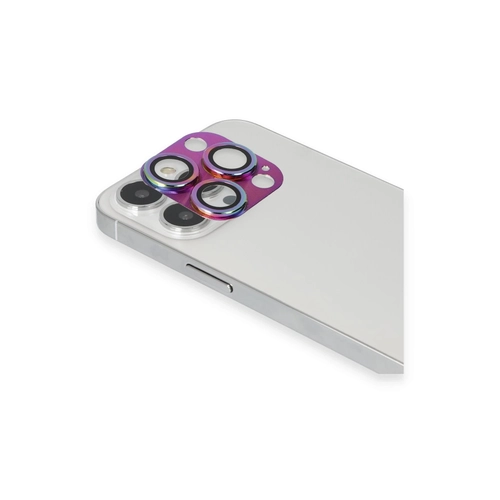 Newface iPhone 13 Pro Max Pers Alminyum Kamera Lens - Rainbow