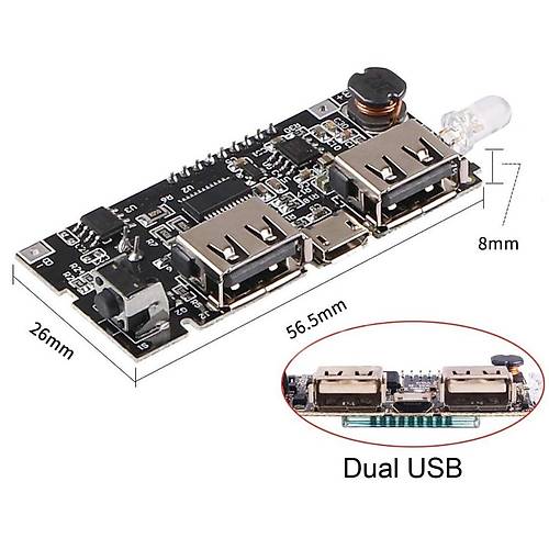 ift USB kl Ekranl Powerbank Kart - Lipo arj Devresi