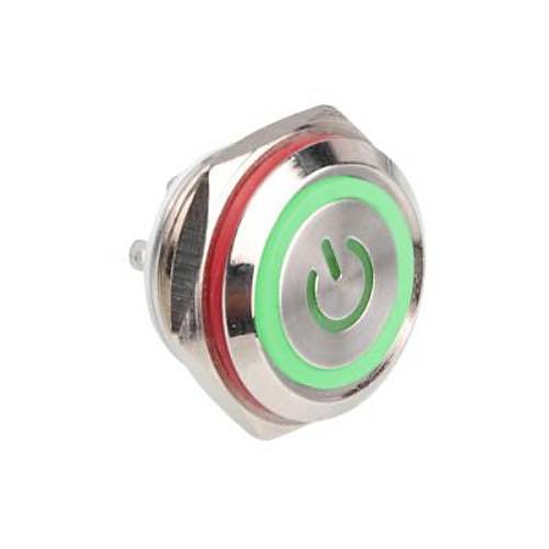 WD16C1-Pin-P1-EC 16mm Dz Yayl Ikl Metal Buton - Yeil