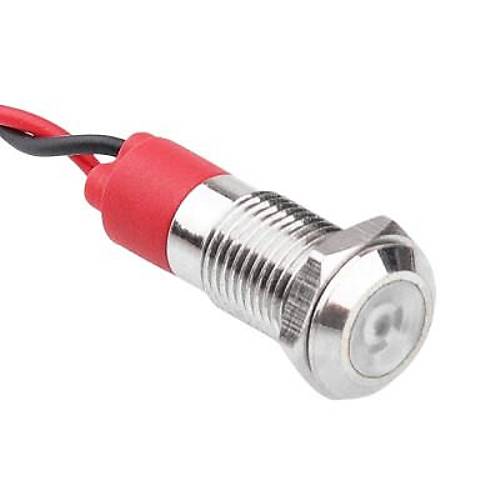 08L-P1 8mm 12-24V Kablolu Metal Sinyal Lambas - Beyaz