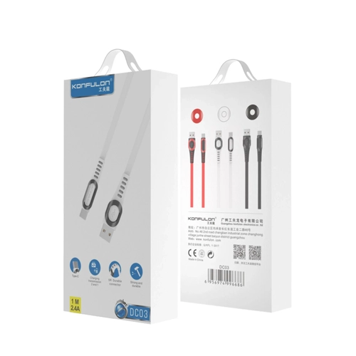 Konfulon DC03 Sper Hzl Type-C Kablo 1M 2.4A - Krmz