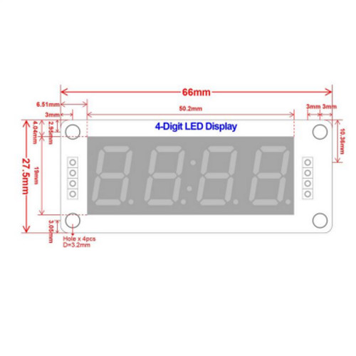 TM1637 4 Digit Led Display Saat Modl - Beyaz