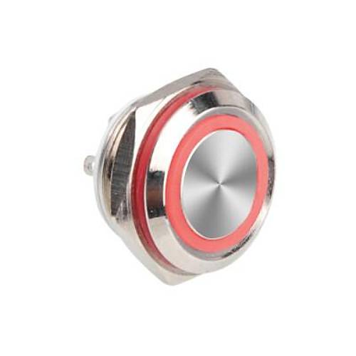 WD16C1-Pin-P1-E 16mm Dz Yayl Ikl Metal Buton - Krmz