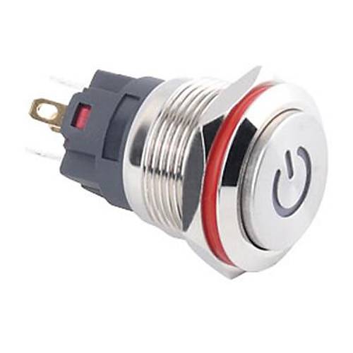 19A-G1Z-C 19mm kk Anahtarl Ikl Power Metal Buton - Beyaz