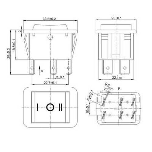 KCD4 ON-OFF-ON Anahtar 6-Pin
