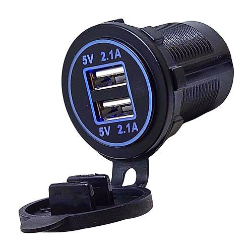 IC-266C-1 Pano Tip kili USB 4.2A Mavi Ledli Soket