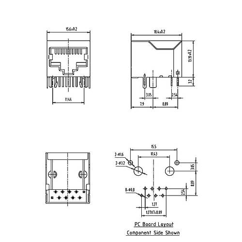 IC-266H-5 RJ45 ase PCB Ucu 90 RJ45 Konektr