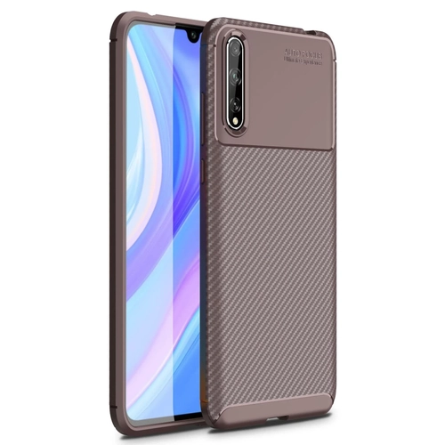 Newface Huawei P Smart S Klf Auto Focus Karbon Kapak - Kahverengi