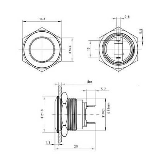 19G-P1 19mm Dz Yayl Metal Buton