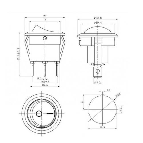 IC-131 Yuvarlak Ikl Anahtar On-Off 3P Yeil