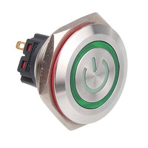 30B-P1-EC 30mm Dz Yayl Ikl Power Metal Buton - Yeil