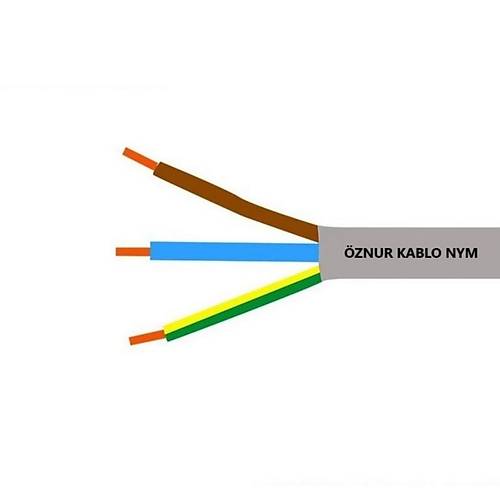 znur Kablo 3x2,5 mm NYM (Antigron) Gri 1mt
