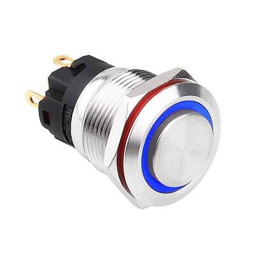 19A-G1Z-E 19mm kk Anahtarl Ikl Metal Buton - Mavi