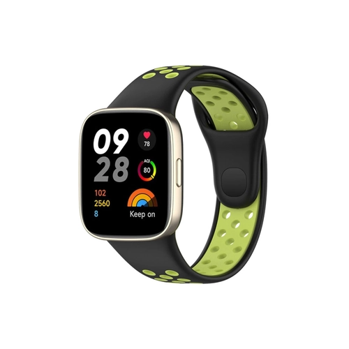 Newface Xiaomi Redmi Watch 3 Spor Delikli Kordon - Siyah-Yeil