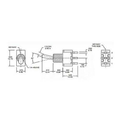 T80-T ON-ON 3-Pin Yayl Toggle Switch