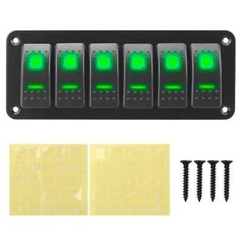 6'l ON-OFF Yeil Ikl Anahtar Switch Panel 12V-24V