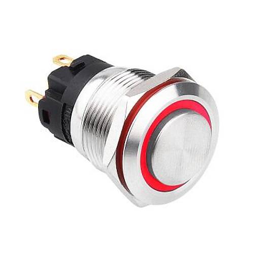 19A-G1-E 19mm kk Yayl Ikl Metal Buton - Krmz