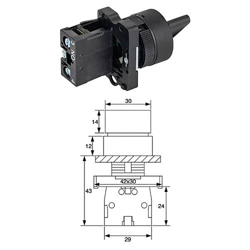 LAY5-ED21 22mm Ksa Mandal Switch 0-1 Kalc (1NO)