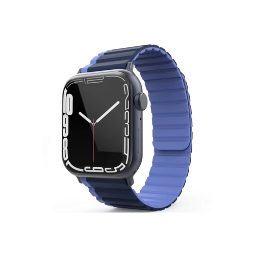 Movenchy Apple Watch 42mm MO-WB1 ift Renk Mknatsl Silikon Kordon - Lacivert-Mavi