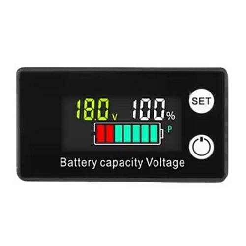 W2026 DC 8-100V Lityum Pil / Ak Renkli Kapasite Gstergesi - Alarm Modlu