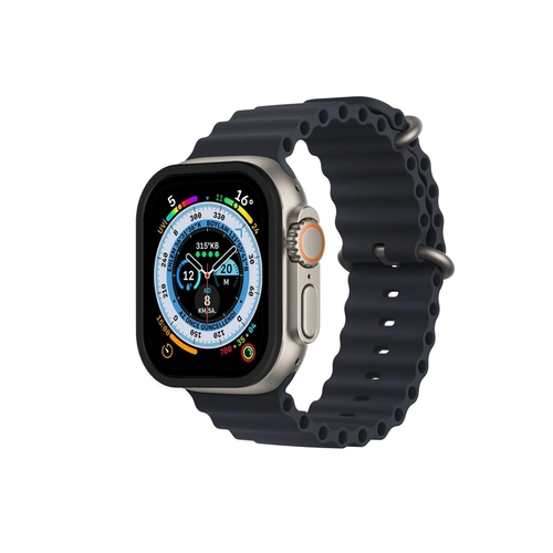 Newface Apple Watch Ultra 49mm Alminyum Kasa Cam Ekran Koruyucu - Siyah
