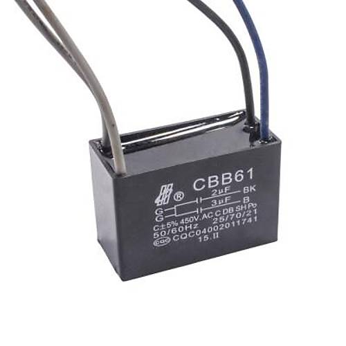 CBB61 2uF/3uF 450V Kablolu Kutulu Daimi Kondansatr
