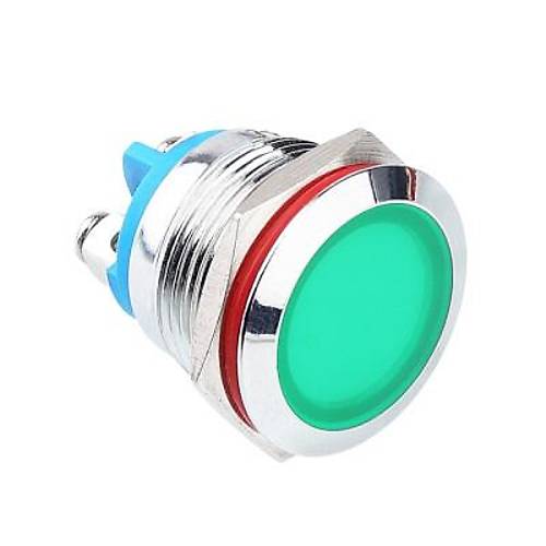 19L-P1 19mm 12-24V Metal Sinyal Lambas - Yeil
