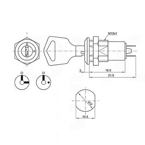 12mm Anahtarl Metal Mandal Buton 0-1