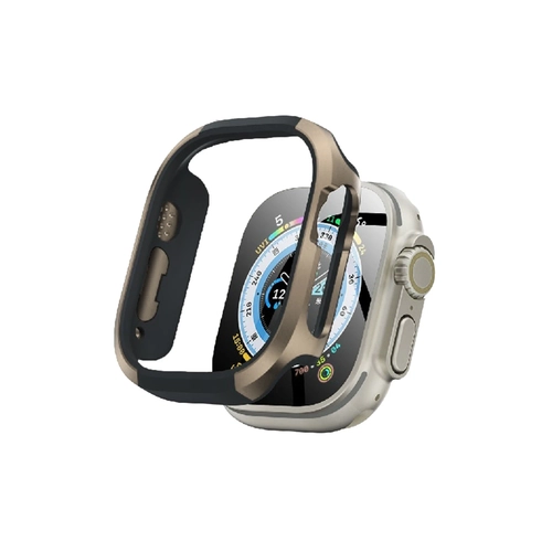 Movenchy Apple Watch Ultra 49mm MO-WT3 Alminyum Caml Kasa Ekran Koruyucu - Gold