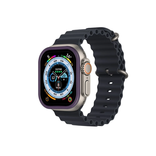 Newface Apple Watch Ultra 49mm Alminyum Kasa Cam Ekran Koruyucu - Mor