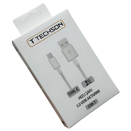 TECHSON Type-C 2.4A Hzl arj Kablo USB 3.0 Veri Aktarm 1m C08-T