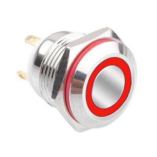 16H-P1-E 16mm Dz Yayl Ikl Metal Buton - Krmz