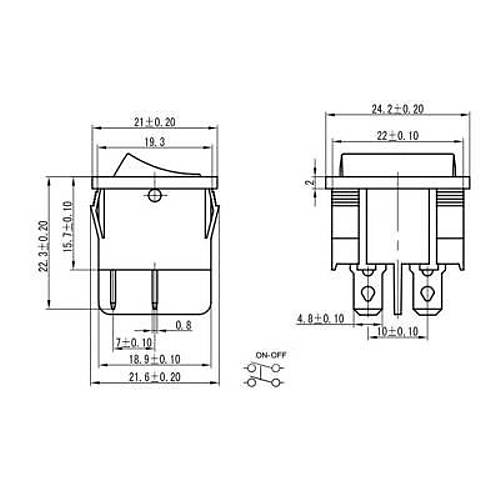 KCD4-602 ON-OFF Switch 6 Pin Siyah