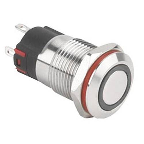 12A-P1Z-E 12mm Dz Anahtarl Ikl Metal Buton - Beyaz