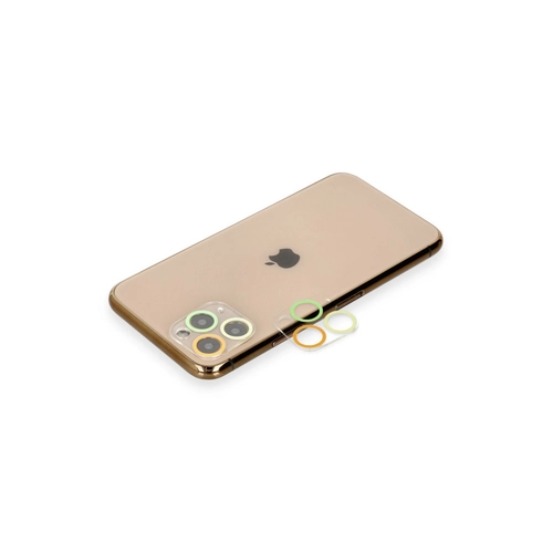 Newface iPhone 11 Pro Max Renkli Kamera Lens Koruma Cam - Sar-Turuncu