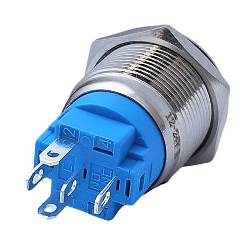 E3 19mm Metal Buton Kalcl 12-24V Yeil Led 1No/1NC