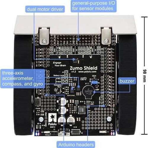 Pololu Zumo Robot Arduino Uyumlu v1.2 (75: 1 HP Motor)