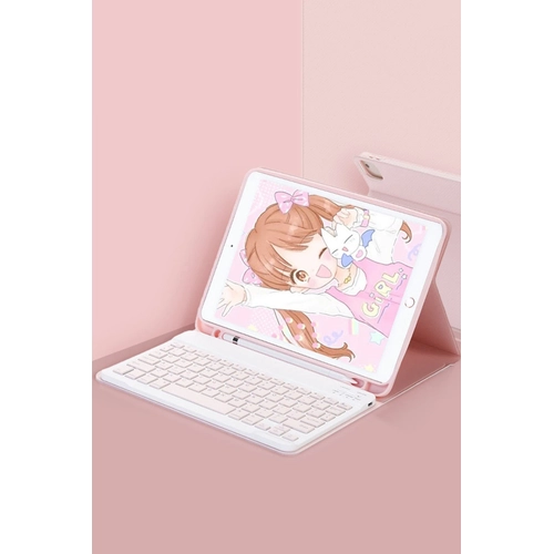 Newface iPad 5 Air 9.7 Klf KC01 Smart Klavyeli Tablet Klf - Pembe