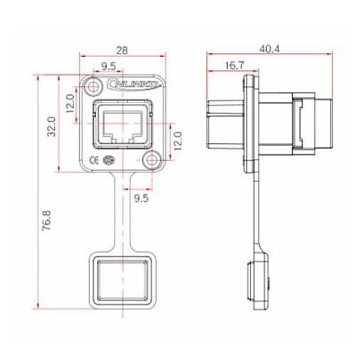 YT-RJ45-JSX-10-001 Su Geçirmez Ethernet Konnektörü - Dişi