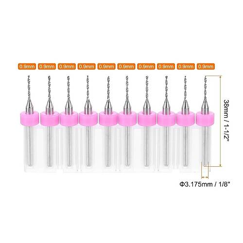 0.9mm PCB Matkap Ucu Seti - 10 Adet (Kutulu)