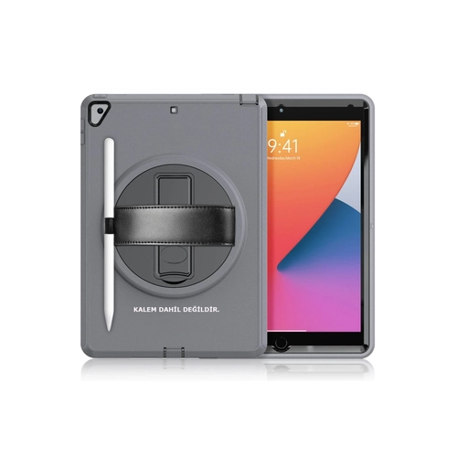 Newface iPad 10.2 (7.nesil) Klf Hand Strap Tablet Klf - Gri