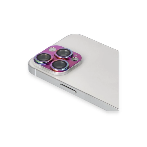 Newface iPhone 13 Pro Max Pers Alminyum Kamera Lens - Rainbow