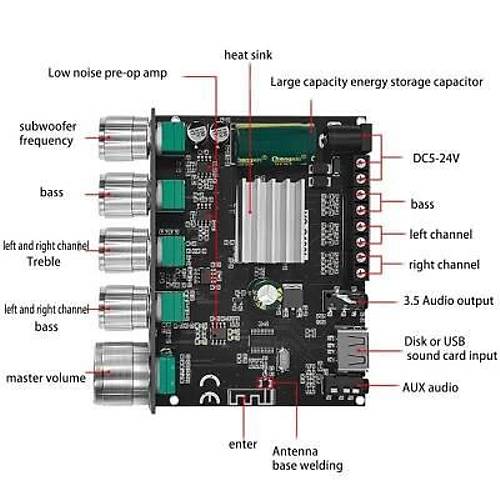 YS-S100L 2x50W + 100W Bluetooth 5.0 2.1 Kanal Amfi Modl