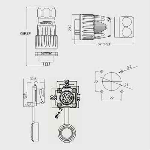 DH-20-C12SX-03-401 12-Pin Su Ge�irmez Konnekt�r - Erkek