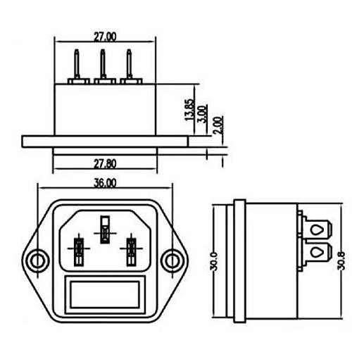 HD-901 Erkek Power Soketi T85 On-Off Anahtarl