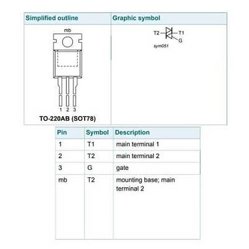 BT139 - TO220 16A 600V Triyak